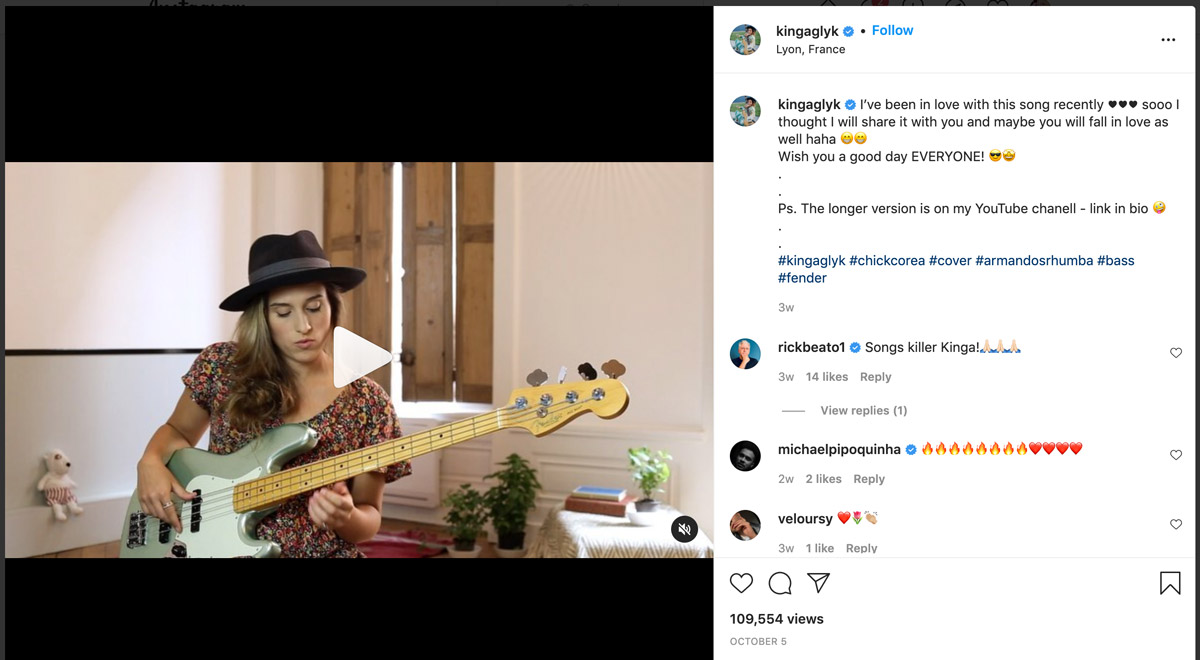 Kinga Glyk Female Bass Guitarist Wearing Cool Hat